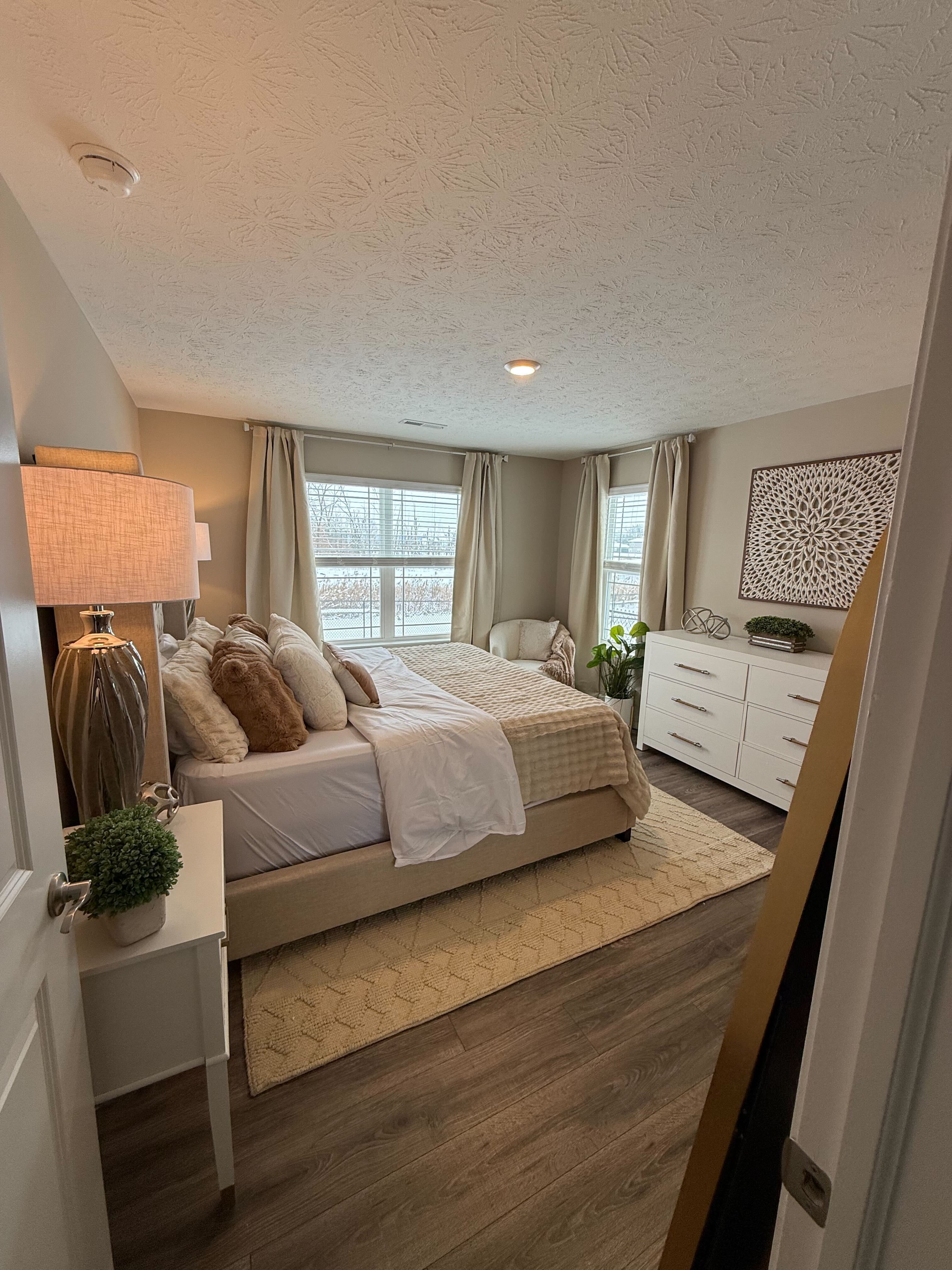 Model home bedroom with natural light