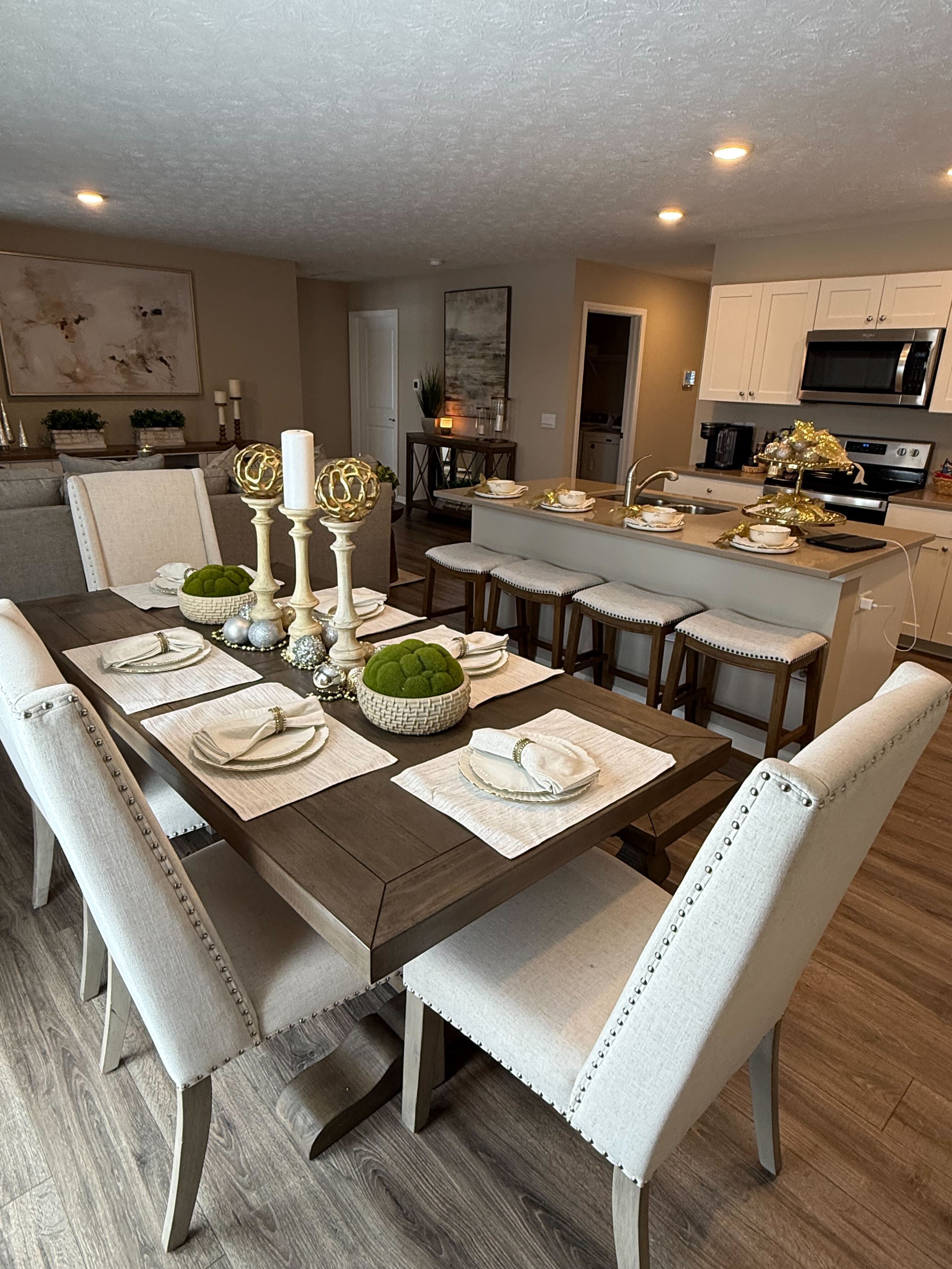 Model home dining and kitchen